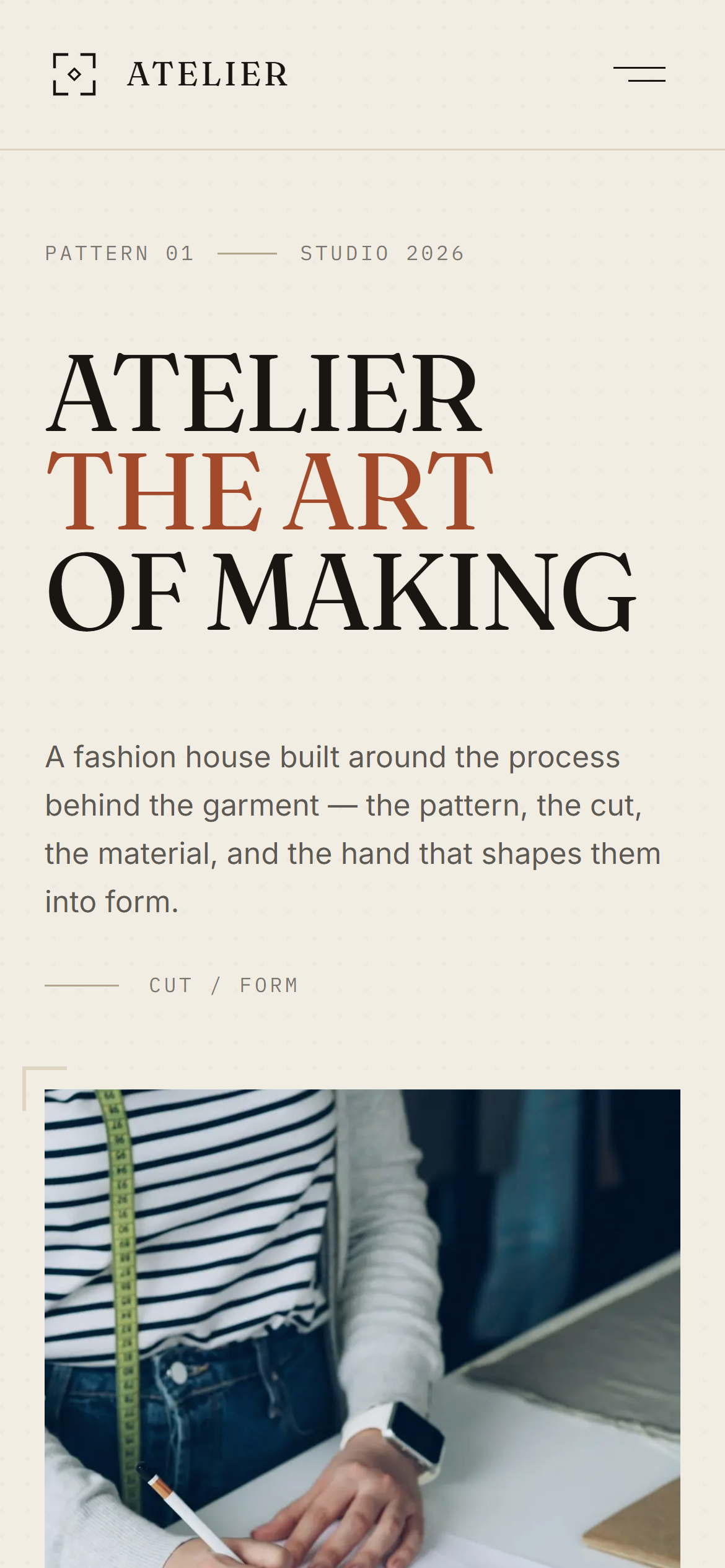 Preview of the ATELIER template's mobile layout